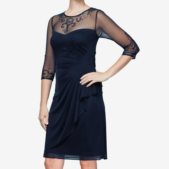 alex evenings ruched sheath dress